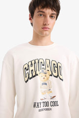 Boxy Fit Crew Neck Printed Sweatshirt
