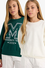 Girl School Relax Fit Crew Neck Printed 2-Pack Sweatshirt