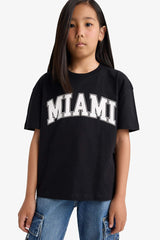 Girl's Relax Fit Crew Neck Printed Short Sleeve T-Shirt