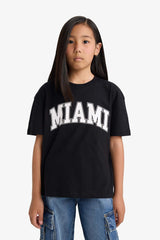 Girl's Relax Fit Crew Neck Printed Short Sleeve T-Shirt