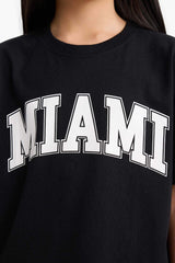 Girl's Relax Fit Crew Neck Printed Short Sleeve T-Shirt