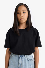 Girl's Relax Fit Crew Neck Short Sleeve School T-Shirt
