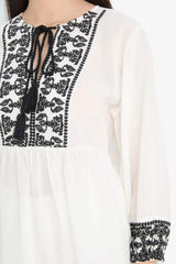 Regular Fit Crew Neck Linen Look Long Sleeve Blouse