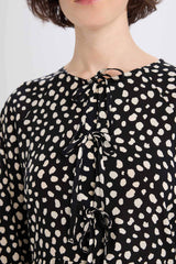 Crew Neck Polka Dot Long Sleeve Mini Dress