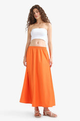 A-Line High Waist Parachute Maxi Skirt