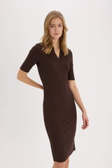 Bodycon Polo Collar Camisole Midi Dress