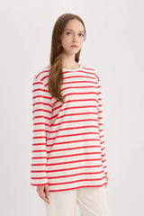 Regular Fit Crew Neck Striped T-Shirt Tunic