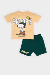 Baby Boy Snoopy 2-Piece Set Short Sleeve T-Shirt Elastic Waist Shorts