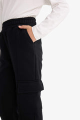 Girls Elastic Waist Cargo Jogger Sweatpants