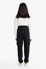 Girls Elastic Waist Cargo Jogger Sweatpants