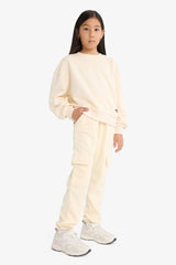 Girls Elastic Waist Cargo Jogger Sweatpants