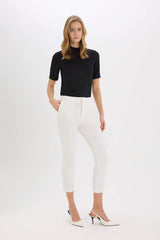 Slim Fit Half Turtleneck Ribbed Camisole Short Sleeve T-Shirt