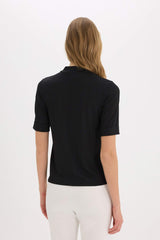 Slim Fit Half Turtleneck Ribbed Camisole Short Sleeve T-Shirt