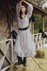 Frilly Ethnic Chiffon Midi Dress