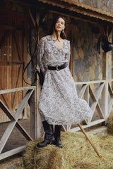 Frilly Ethnic Chiffon Midi Dress