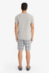 Pajama Set Regular Fit Short Sleeve Top Plaid Shorts