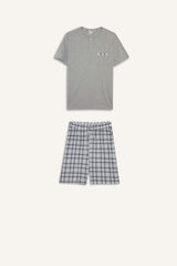 Pajama Set Regular Fit Short Sleeve Top Plaid Shorts