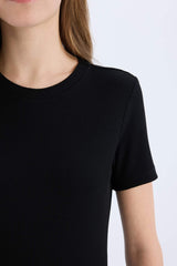 Coool Bodycon Body Saran Bike Collar Fitillince Camisole Short Sleeve Mini Dress