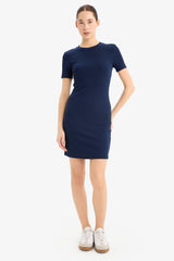 Coool Bodycon Body Saran Bike Collar Fitillince Camisole Short Sleeve Mini Dress