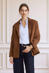 Regular Fit Jacket Collar Suede Blazer Jacket