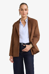 Regular Fit Jacket Collar Suede Blazer Jacket