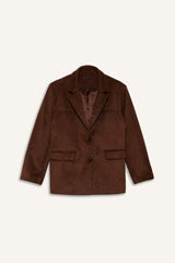 Regular Fit Jacket Collar Suede Blazer Jacket