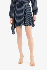 Asymmetric Striped Satin High waist Skirt
