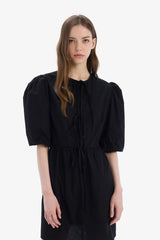 A Line Crew Neck Poplin Midi Dress