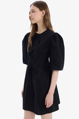 A Line Crew Neck Poplin Midi Dress