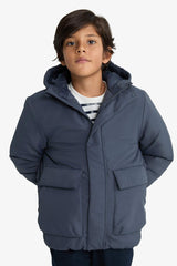 Boys Water Repellent Hooded Zippered Puffer Coat