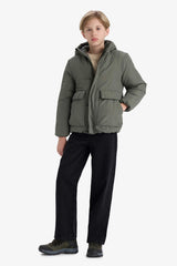 Boys Water Repellent Hooded Zippered Puffer Coat
