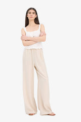 Wide Leg Fabric Trousers Double Pocket High Waist Wide Leg