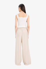 Wide Leg Fabric Trousers Double Pocket High Waist Wide Leg