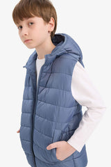 Boys Waterproof Hooded Zippered Puffer Vest