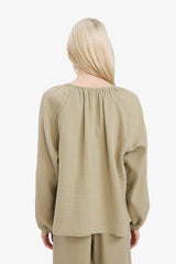 Oversize Fit Crew Neck Long Sleeve Blouse