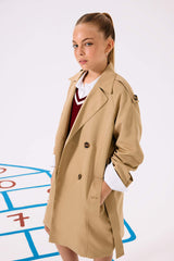 Girl with Belt Trench Coat