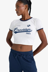 DeFactoFit Crop Crew Neck Printed Sports Short Sleeve T-Shirt