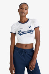 DeFactoFit Crop Crew Neck Printed Sports Short Sleeve T-Shirt