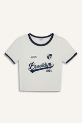 DeFactoFit Crop Crew Neck Printed Sports Short Sleeve T-Shirt