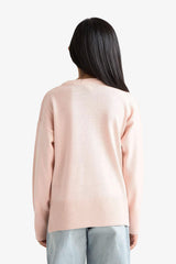 Girl's Oversize Wide Pattern Crew Neck Knitwear Sweater