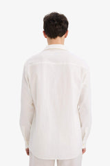 Regular Fit Polo Collar Cotton Long Sleeve Shirt