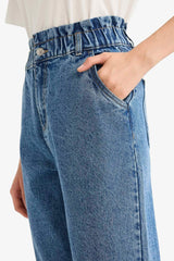Paperbag High Waist Straight Leg Jeans