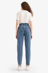 Paperbag High Waist Straight Leg Jeans