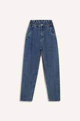 Paperbag High Waist Straight Leg Jeans