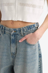 Carpenter Fit High Waist Denim Look Trousers