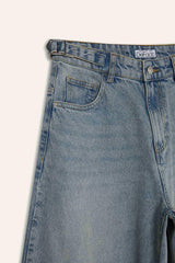 Carpenter Fit High Waist Denim Look Trousers