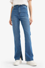 Slim Flare Fit High Waist Long Jeans