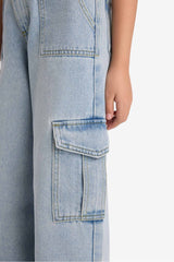 Wide-leg jeans with pockets for girls