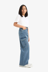 Wide-leg jeans with pockets for girls
