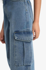 Wide-leg jeans with pockets for girls